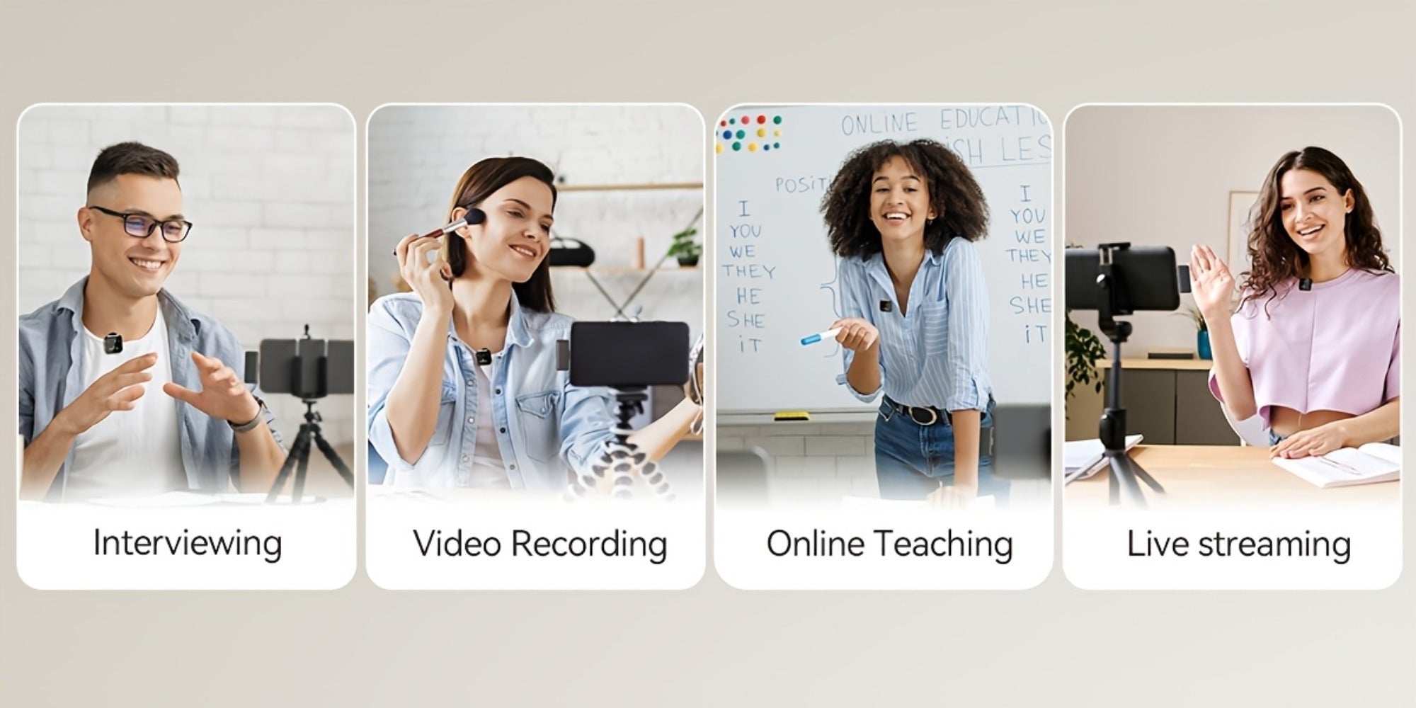 Micrófono Lavalier Inalámbrico para iPhone iPad Android con Estuche de Carga, 80H de Batería, Cancelación de Ruido, Alcance de 49.99 metros, Micrófono de Solapa con Clip Plug-Play para Grabación de Video, Vlog, Transmisión en Vivo