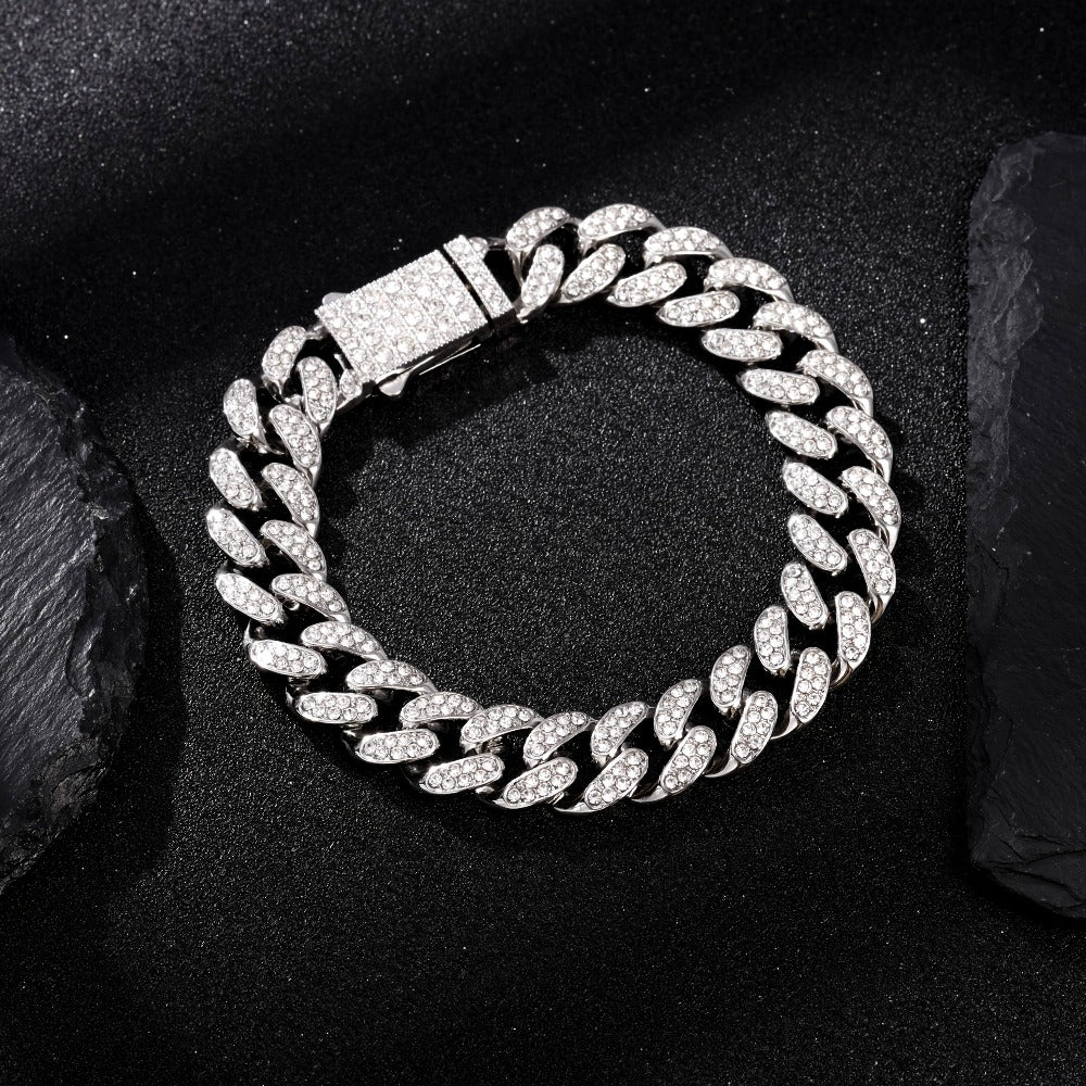 Juego de Joyería de Plata 925 con Cadena Cubana Incrustada con Zirconia 5A, Cadena Gruesa de Moda Hip-hop Casual, Ambiente de Lujo Generoso, Decoración para Fiestas y Banquetes, Hipoalergénico, El Mejor Regalo para Él, Empaque en Caja de Regalo Exquisita