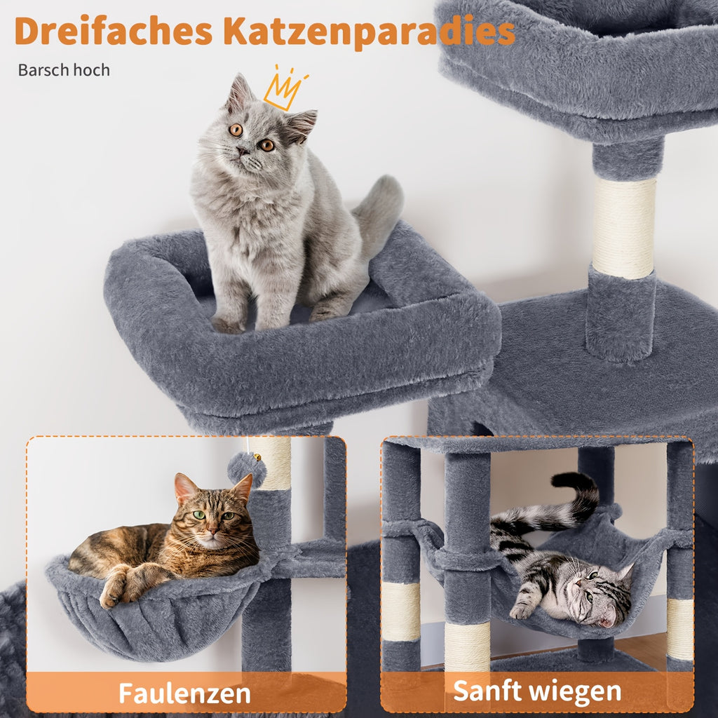 Rascador para gatos | AMHANCIBLE Árbol para gatos enorme, 180 cm, para gatos grandes adultos de interior, torre para gatos con 8 postes