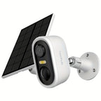 Cámara de seguridad inalámbrica con panel solar para exteriores LaxiHub, visión nocturna FHD de 3MP, foco, batería sin cables de 5200mAh, detección humana PIR, audio bidireccional, almacenamiento en tarjeta SD/nube, cámara de visión nocturna a color, cáma