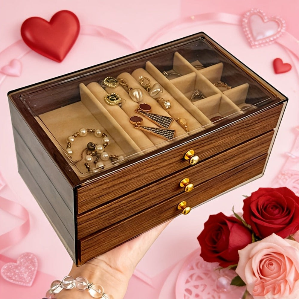 Caja de Almacenamiento para Joyas, Joyero para Mujer, Navidad, Día de San Valentín, Cumpleaños, Día de la Madre, Caja de Regalo de Joyas de 3 Capas - Suministros para Exhibición y Empaque de Joyas
