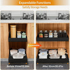 Juego de 2 organizadores extraíbles para gabinetes - estante deslizante expandible y resistente, ideal para armarios de cocina o repisas extensibles, perfecto para la despensa, ancho ajustable 31cm-52cm (/blanco)