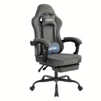 Silla de gaming SUKIDA de tela, silla de gaming ergonómica con reposapiés, silla de carreras para ordenador ajustable con soporte lumbar, silla ergonómica para PC negra