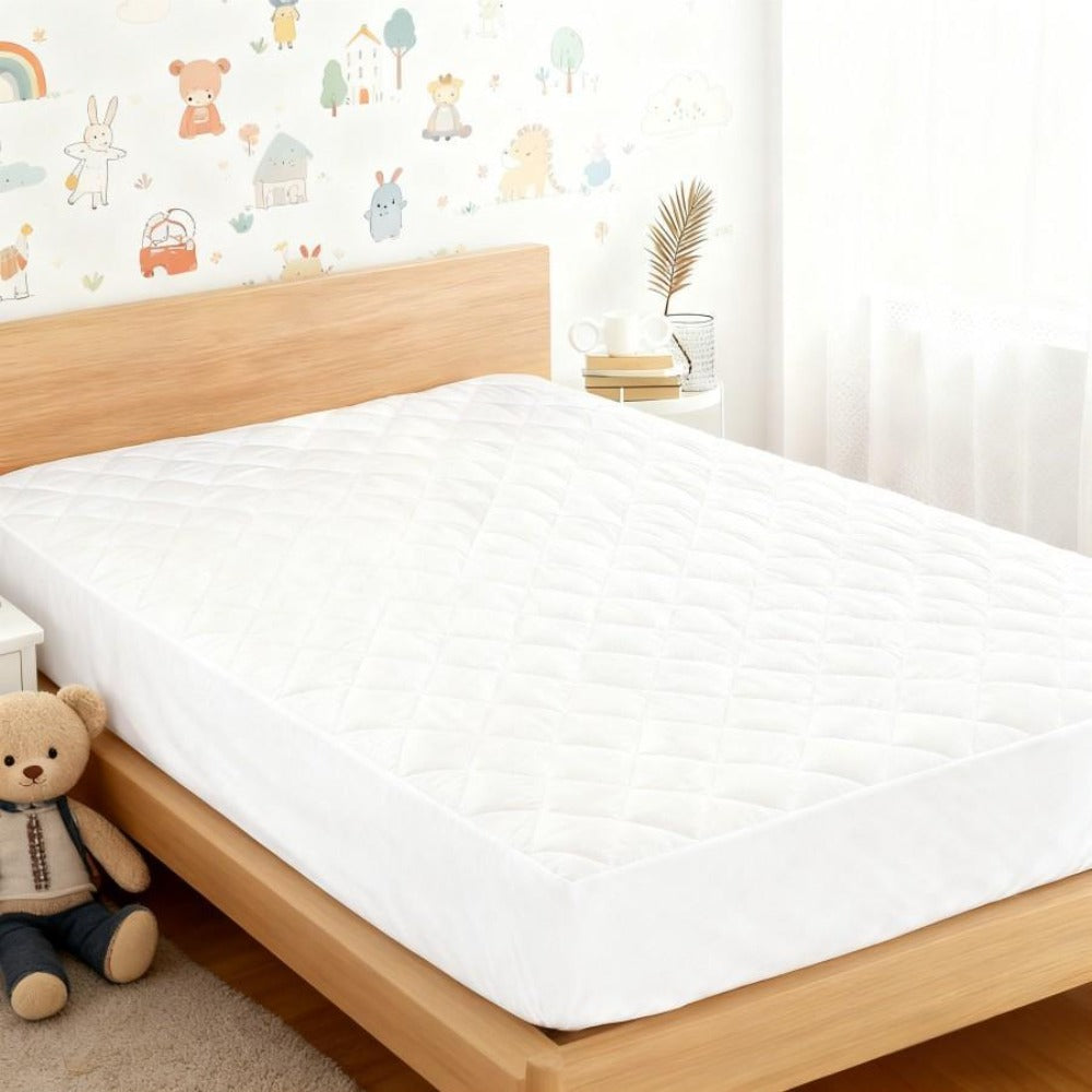 Protector De Colchón, Funda De Colchón Grande De Varios Tamaños, Impermeable, Transpirable, Suave, Impresa, Lavable A Máquina, Blanco