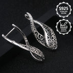Pendientes de aro clásicos de moda para damas, 925 de plata de ley, sencillos, elegantes, diseño calado exquisito, pendientes exquisitos para damas, perfectos para viajes diarios, un regalo perfecto de recuerdo de vacaciones para ti y tus amigos, con caja
