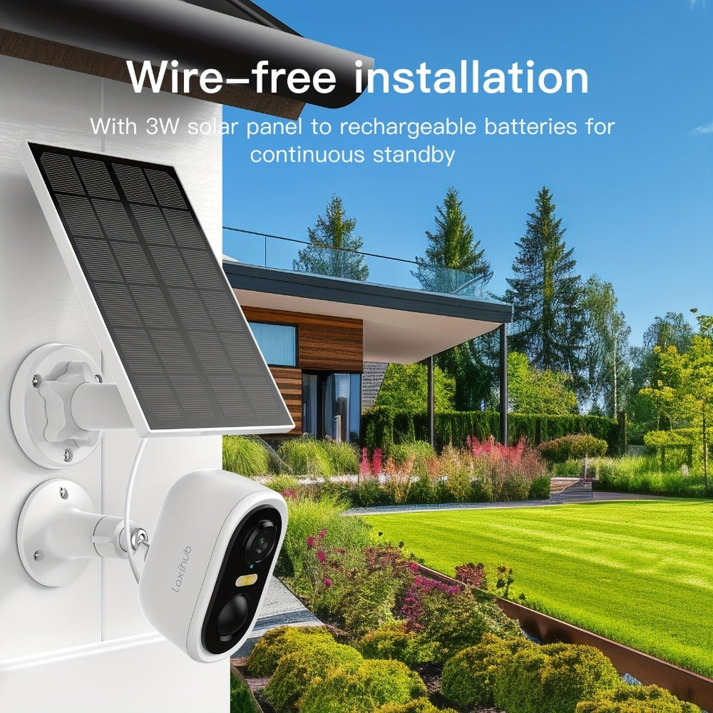 4pcs Cámara de Seguridad Solar LaxiHub, Cámara Inteligente Inalámbrica para Exteriores con Energía Solar, WiFi para Hogar, IP65, Visión Nocturna en Color, Audio Bidireccional, Seguimiento de Movimiento con IA, Control por APP