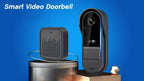 Cámara de Video Timbre Inalámbrica Wi-Fi, Cámara de Video Timbre Interior/Exterior, Detección Humana por IA y Alertas Instantáneas, Visión Nocturna HD 1080P, Audio Bidireccional, Monitor Interior en Tiempo Real, Alimentación USB, Batería de Larga Duración