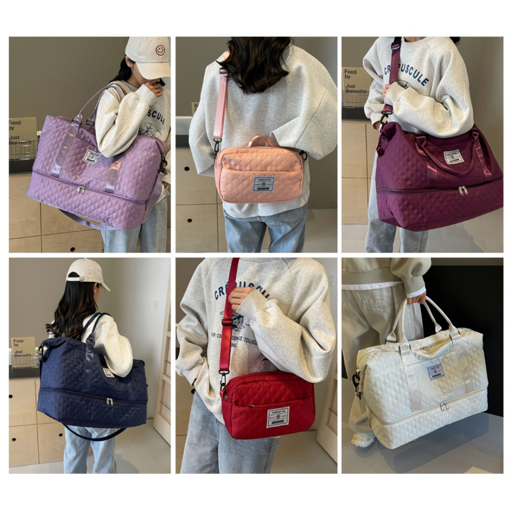 Set de Bolso Duffel de Viaje, Bolso de Fin de Semana para Mujer con Bolso de Hombro, Bolso de Mano de Noche con Compartimento para Zapatos, Bolso de Gimnasio para Yoga con Bolsa para Zapatos con Bolsillo Húmedo, Bolso de Hospital para el Trabajo de Parto