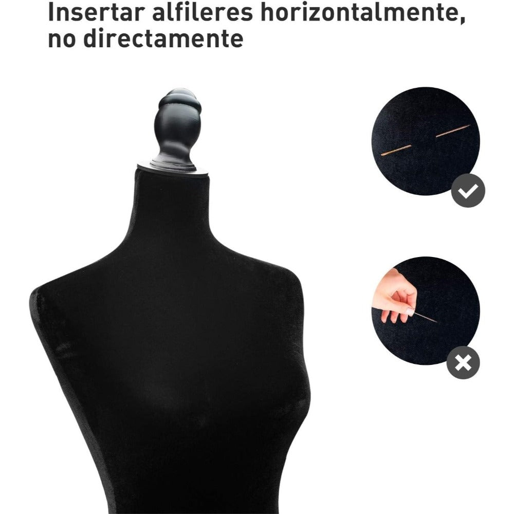 Maniquí de Costura Femenino Ropa Maniquí de Costura Ajustable a 130-168 cm con Trípode de Madera para Fotografía de Moda Exposición de Prendas Negro