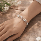Pulsera plateada 925 para mujer, pulsera de bolas con diseño de múltiples filas, pulsera plateada ajustable para mujer, elegante regalo de joyería