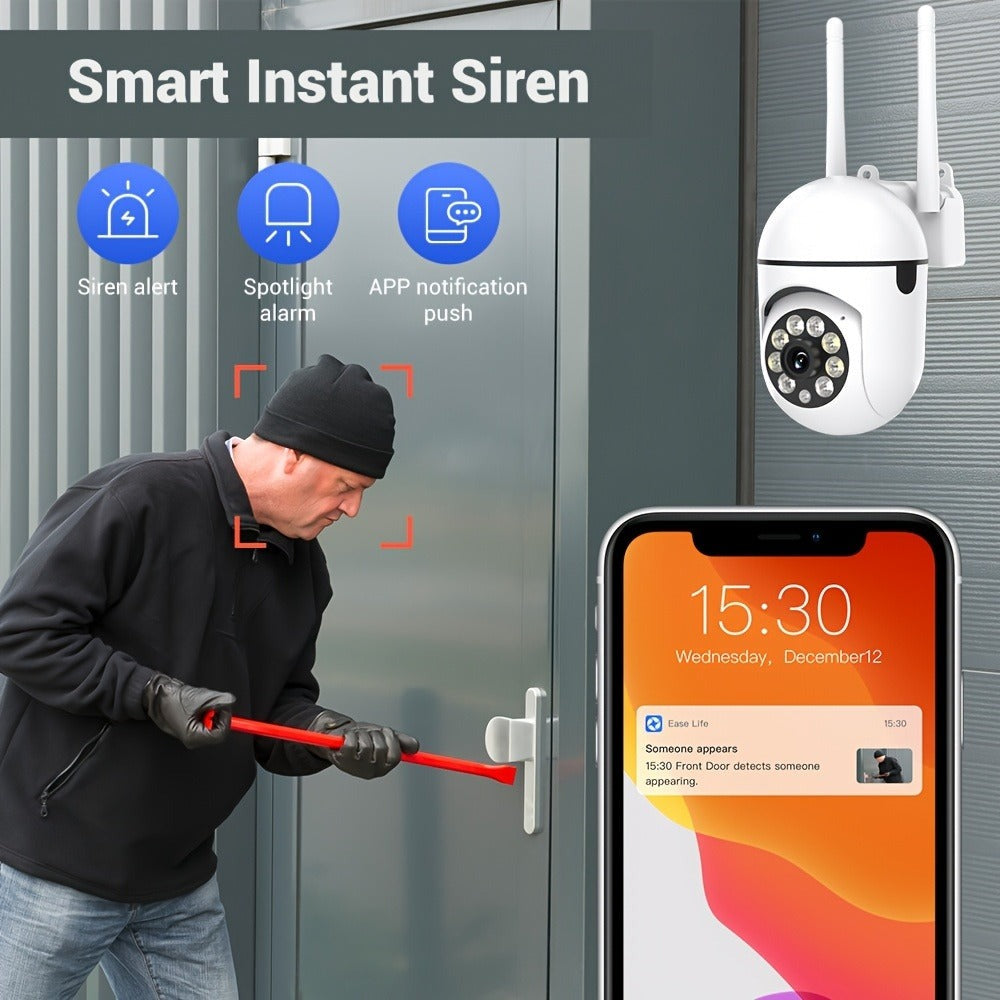 4 cámaras de seguridad para exteriores 1080P FHD: Rotación PTZ de 355°, visión nocturna a todo color, audio bidireccional y funciones adicionales perfectas para la vigilancia del hogar/negocios pequeños (propietarios)