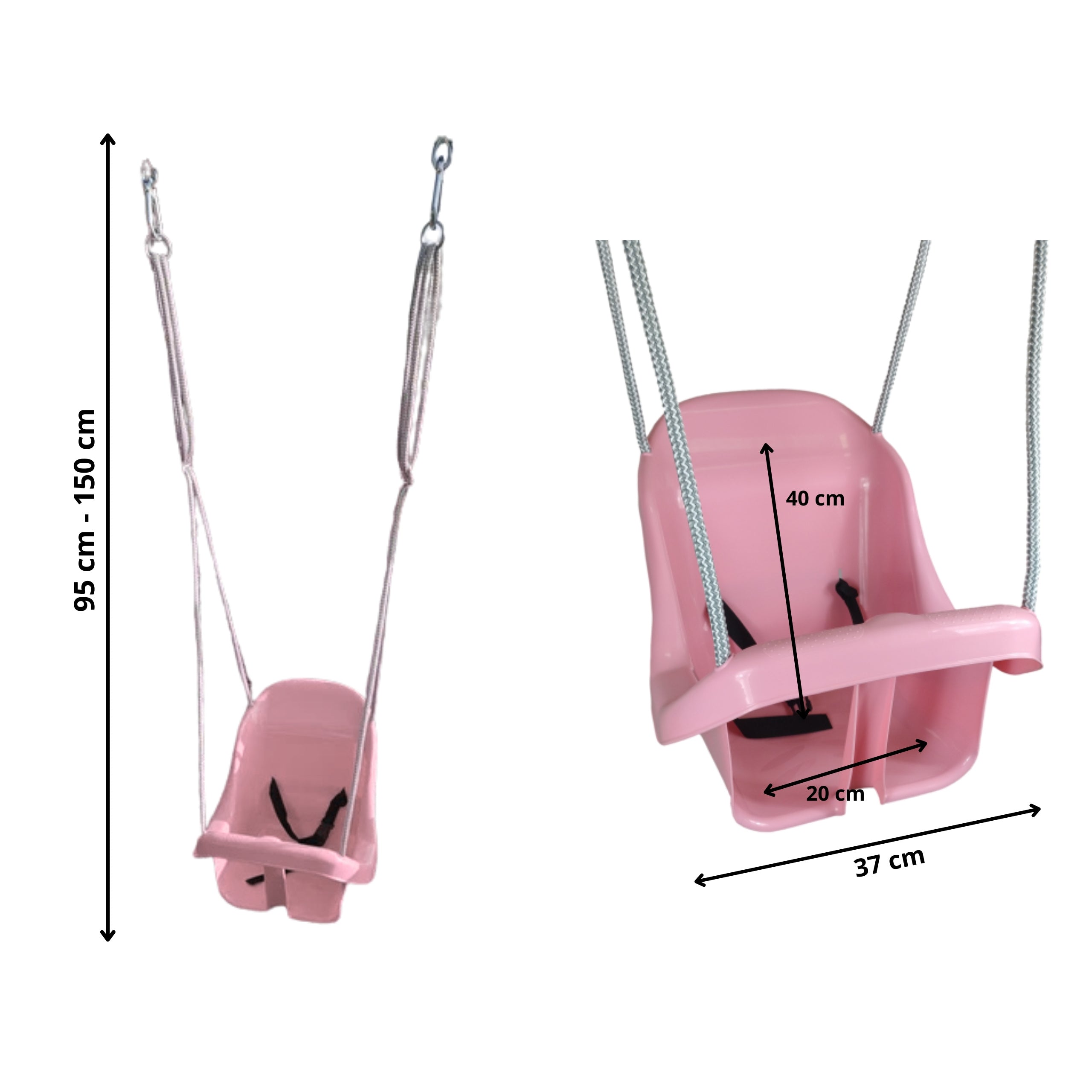 Colgacama tipo cubo para niños con cinturón de seguridad y cuerdas ajustables, asiento con respaldo alto y protección lateral, polipropileno duradero resistente a las condiciones climáticas y radiación UV, colgacama fácil de limpiar para el jardín, terraz