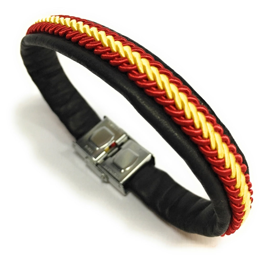 Pulsera De Piel Bandera De España (Hecho a Mano) | Complementos de Moda Unisex para Hombres y Mujeres de Estilo Atemporal y Elegante | Regalos Originales y Exclusivos