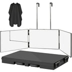 Espejo de tocador plegable de 3 secciones, vista ajustable de 360 grados, ganchos telescópicos, vidrio templado de 30X19 cm, marco de ABS, portátil y plegable para corte de pelo, peinado, afeitado