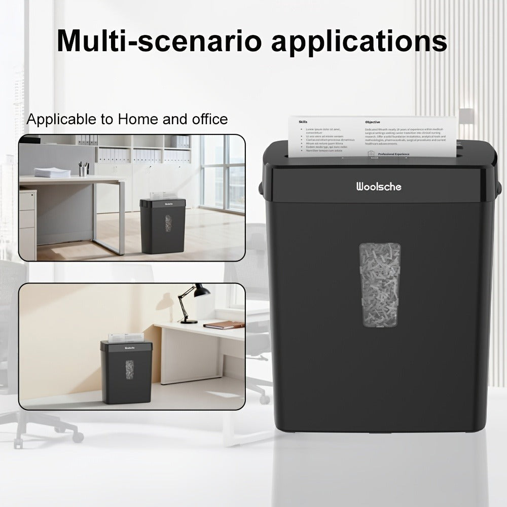 Destroyedor de Archivos Automático de 10 Hojas con Corte en Cruz - Seguridad P-4 para Documentos Confidenciales y CDs | Contenedor Anti-Atascos de 12.98 L | Compacto para Oficina en Casa y Espacios Pequeños | Marca: WOOLSCHE