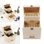 Caixa de Almacenamiento de Aceites Esenciales de Madera de 3 Capas, Caja con 59 Compartimentos para Aceites Esenciales, Contenedor de Madera para Esmalte de Uñas y Aceites Aromáticos, Caja con 59 Agujeros que Sostiene Botellas de 15 ml y 10 ml