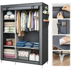 Armario Cecaro Group de tela 105X45X170 Cm - Estructura de acero reforzado, antipolvo e impermeable, armario portátil con estantes y barra para colgar, fácil de montar