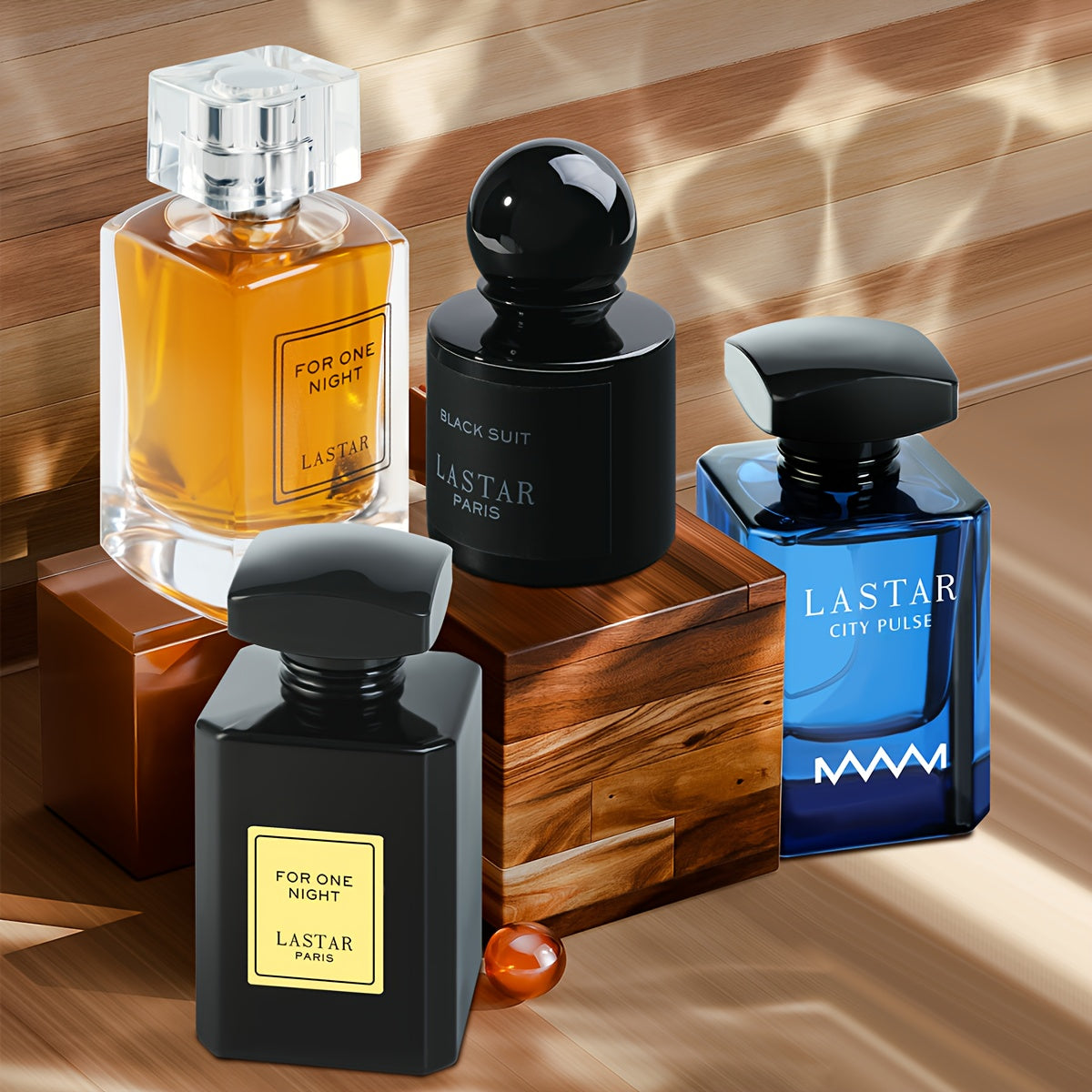 Juego de Perfume para Hombre de Cuatro Botellas, 190 ml en Total, Notas Amaderadas Clásicas y Notas de Frutas Frescas, Fragancia de Larga Duración, Colonia de Larga Duración para Hombre, Adecuado para Uso Diario y de Fiesta, Ambiente para Citas, Embalaje