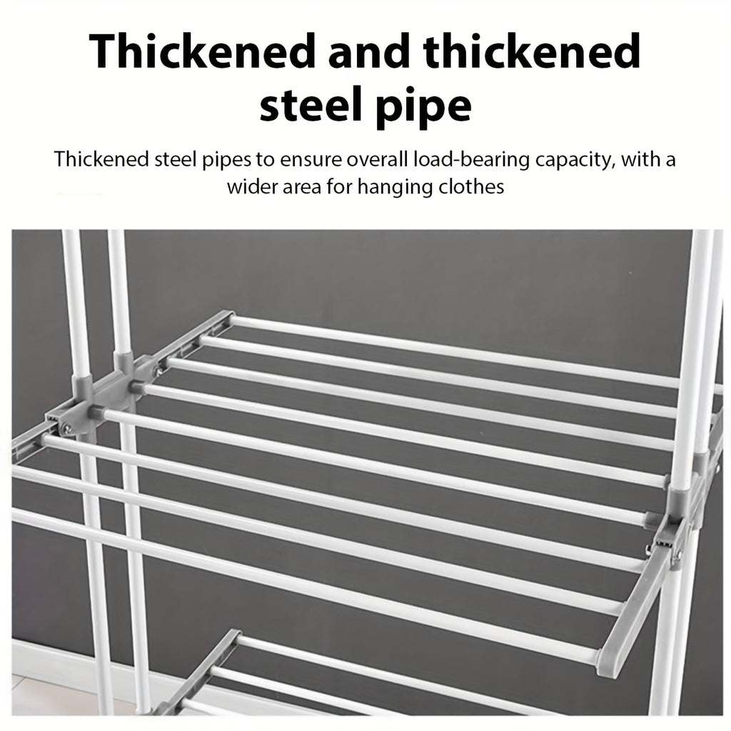 Torre secadora de ropa plegable, torre de metal resistente para lavandería con ruedas, 3 niveles de metal con 6 alas plegables y 2 paneles giratorios, diseño que ahorra espacio, construcción robusta, apta para uso en exteriores e interiores, tendederos