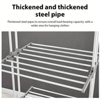 Torre secadora de ropa plegable, torre de metal resistente para lavandería con ruedas, 3 niveles de metal con 6 alas plegables y 2 paneles giratorios, diseño que ahorra espacio, construcción robusta, apta para uso en exteriores e interiores, tendederos