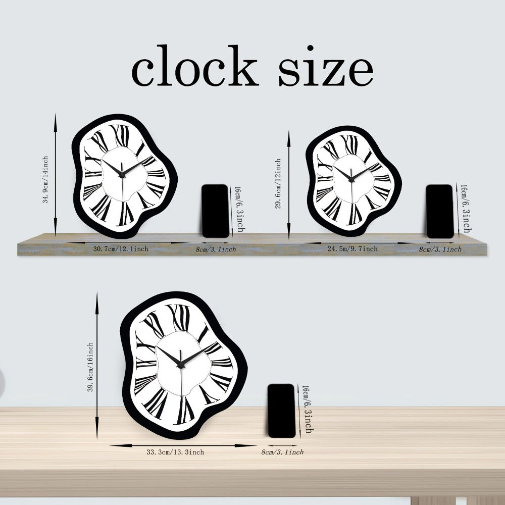 Reloj de pared moderno abstracto de madera derretida - Diseño contemporáneo en blanco y , reloj de cuarzo silencioso irregular de 30.48-40.64 cm a pilas para sala de estar, oficina, dormitorio, decoración de galería - Regalo ideal de decoración moderna pa