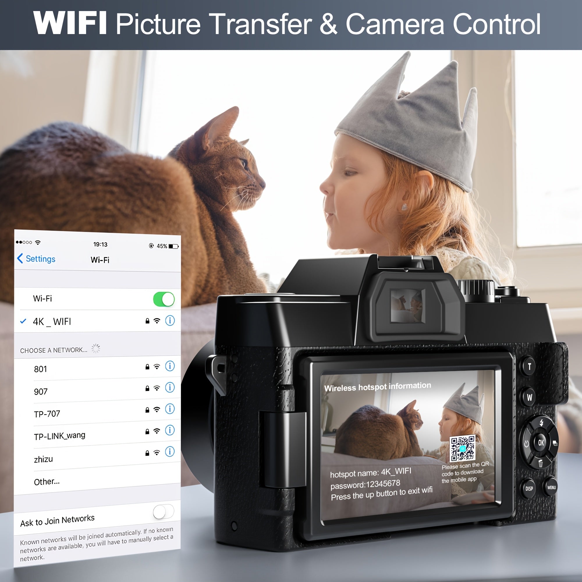 Cámara digital | Cámara Digital NBD, 48MP para Fotografía con WiFi y Control por App, Cámara 4K para Vlogging, Cámara Compacta, Ideal para
