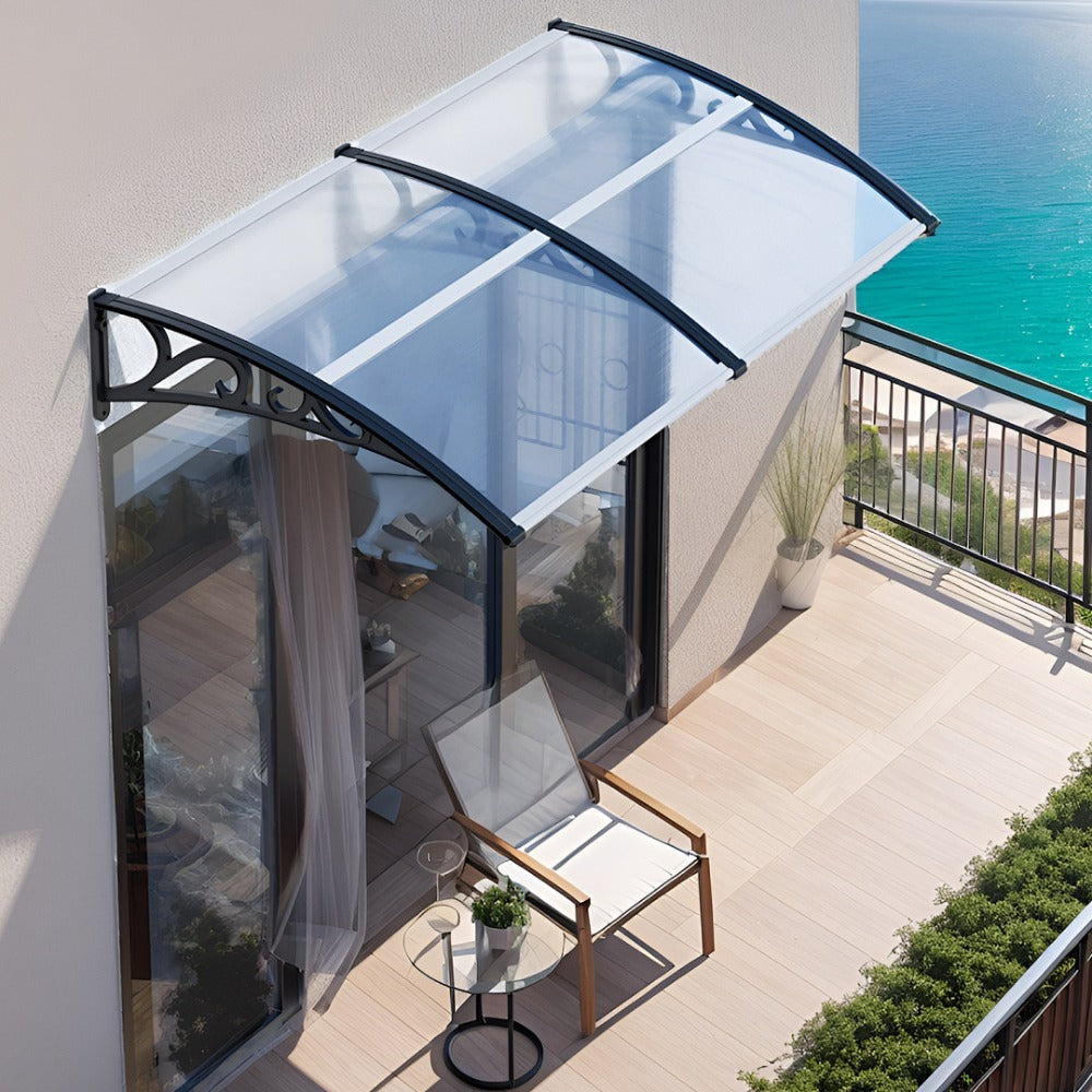 Toldo inclinado, toldo de toldo, soporte de toldo para escaparate, para puerta de entrada, protección contra la intemperie, cubierta para la lluvia, toldo para puerta de entrada, diseño de toldo curvo, toldo para puerta, toldo para jardín, balcones, venta
