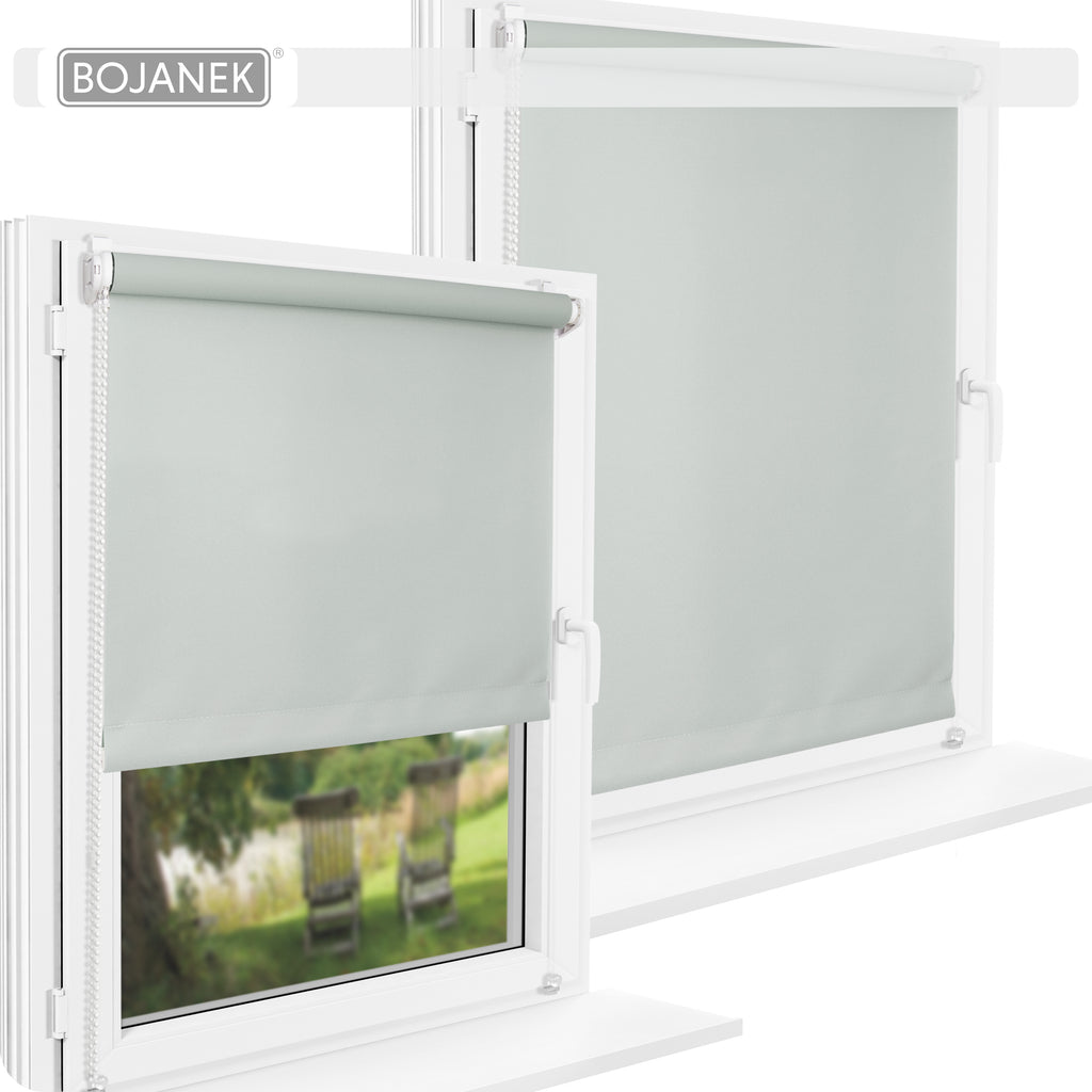 Persiana Enrollable para Ventana • BLANCA • 32 Tamaños • BOJANEK MINI ROLLER BLIND • Soportes Ajustables • Instalación sin Taladro en la Ventana • Persiana Enrollable con Mecanismo de Cadena • Cubierta de Ventana Protectora contra el Sol • Ideal para Saló