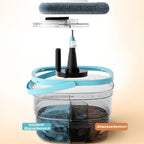 1 Set, Mopa y Cubeta Lavapies Separación de Agua Negra Manos Libres, con 3 Paños de Mopa en Total, Mopa Giratoria para el Hogar, Mopa Perezosa, Mopa para Quitar el Polvo, Uso Seco y Húmedo, Perfecta para el Hogar, Cocina, Piso de Baño, Suministros de Limp