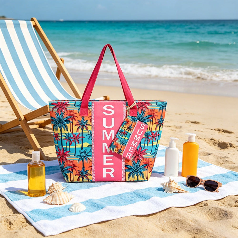 Bolso Tote de Playa con estampado veraniego, amplio y espacioso, bolso de gran capacidad para mujer, ideal para playa, piscina, viajes y uso diario