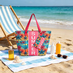 Bolso Tote de Playa con estampado veraniego, amplio y espacioso, bolso de gran capacidad para mujer, ideal para playa, piscina, viajes y uso diario
