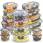 Juego de 12 recipientes de vidrio con tapas - Contenedores para almacenar alimentos, cajas para preparar comidas, aptos para microondas, loncheras, tazones para conservar alimentos en el refrigerador, 12 recipientes y 12 tapas
