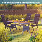 CASARIA® Sillas de Jardín Juego de 4 Plegables Ajustables en 7 Direcciones de Aluminio con Respaldo Alto Función Reclinable Silla de Camping Plegable para Balcón Silla Plegable Respaldo Alto