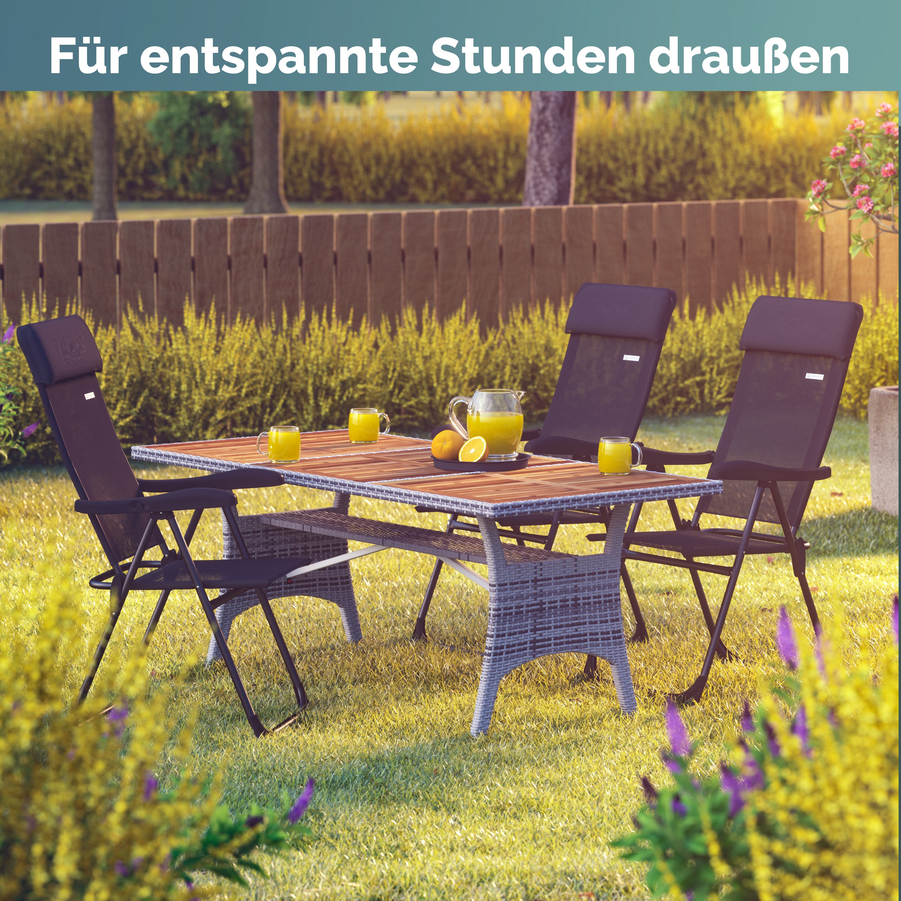 CASARIA® Sillas de Jardín Juego de 4 Plegables Ajustables en 7 Direcciones de Aluminio con Respaldo Alto Función Reclinable Silla de Camping Plegable para Balcón Silla Plegable Respaldo Alto