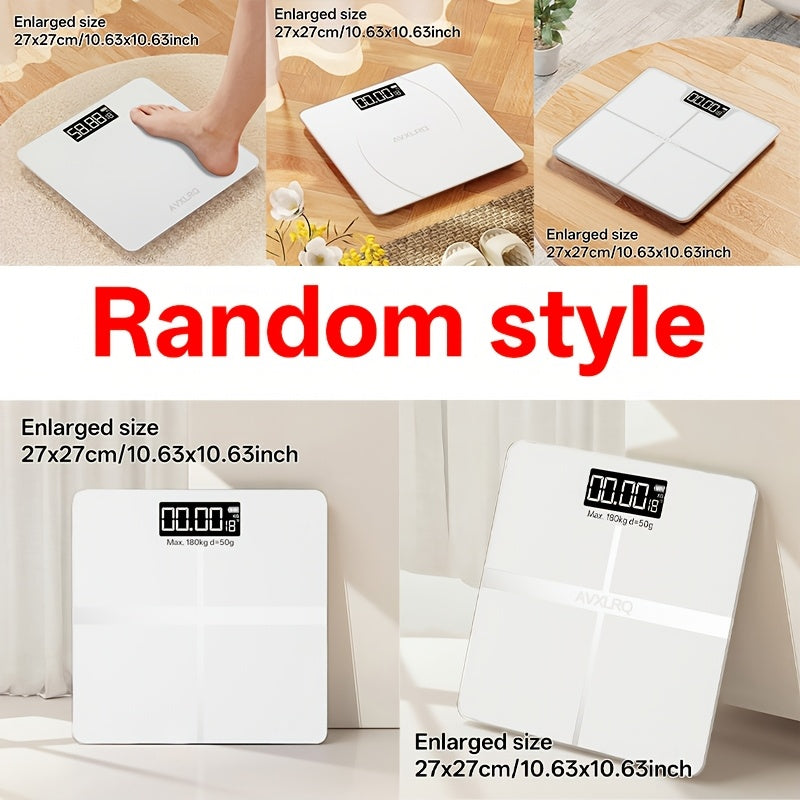 Báscula de baño de alta precisión, báscula electrónica de cuerpo con pantalla LCD ultradelgada con visualización de temperatura, inicio automático al pesar, pesaje hasta 180 kg, cambio de unidad LB/KG, diseño de plataforma de vidrio templado antideslizant