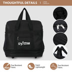 1 bolsa de viaje plegable de gran capacidad - Ligera, portátil, tela Oxford - Ideal para camping, senderismo, viajes familiares, eventos deportivos, escapadas de fin de semana, compras, mudanzas, con ruedas (negro)