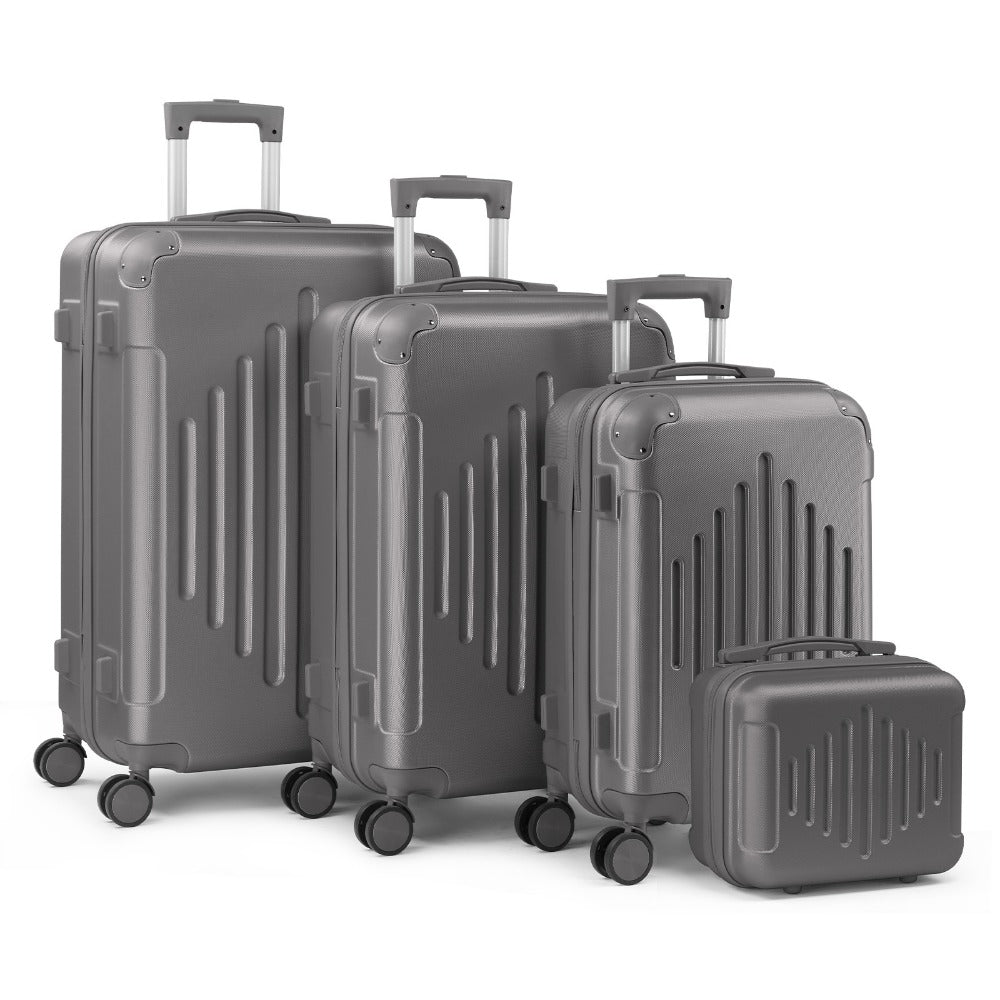 Maleta de Viaje Ligera con Protectores de Esquina, 4 piezas, Tamaño 12/ 20/ 24/ 28 Pulgadas, Carcasa Rígida Duradera, Ruedas Giratorias 360, Gran Capacidad Multifuncional