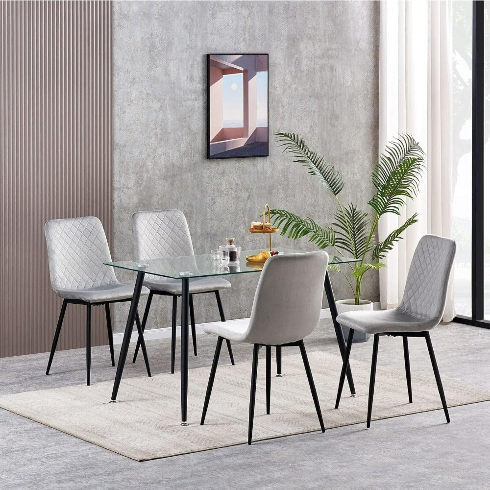 Sillas de comedor MCC Direct en conjunto de 4 piezas Hechas de terciopelo, patas de metal, sillas Lexi, sillas de diseño