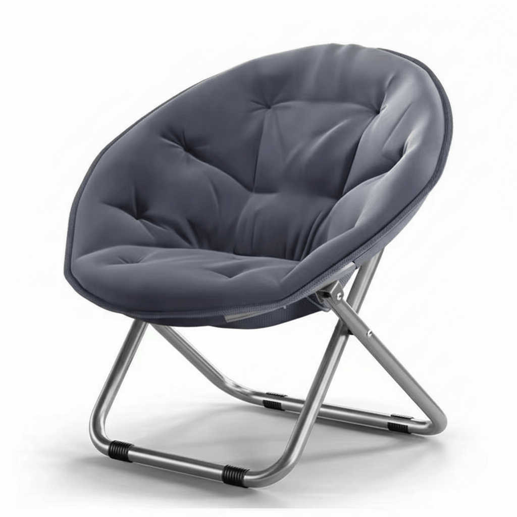Silla de Luna Plegable y Sobredimensionada con Cojín Acolchado – Cómoda Sillón Redondo para Dormitorio, Residencia Universitaria, Salón o Balcón