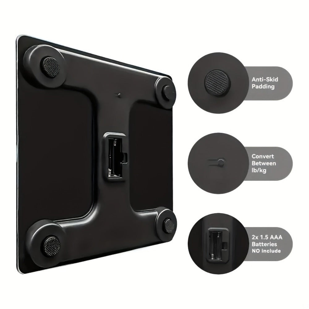 Báscula Inteligente para Peso Corporal, Báscula de Baño de Alta Precisión - Capacidad de 181.44 KG, Tecnología Step-On, Pantalla LCD - Alternación Entre Tres Unidades (St/Lb/Kg) - Plataforma Grande de 25.4cm (Sin Batería)