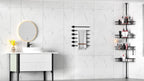 Estante de esquina para baño de 4 niveles a prueba de óxido, caja de almacenamiento para bañera para accesorios de champú, de pie ajustable, estante de almacenamiento para baño a prueba de óxido con barra de tensión, adecuado para artículos esenciales de
