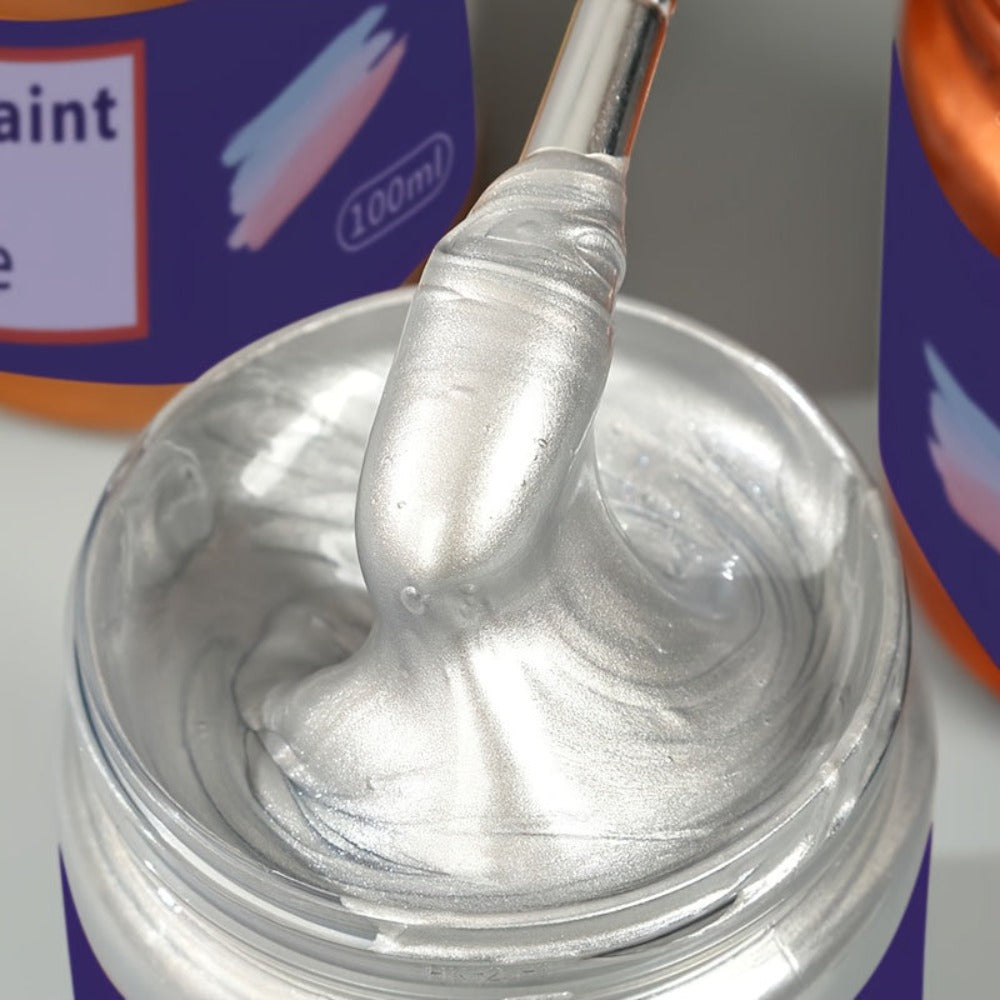 4 Piezas de Pintura Acrílica Metálica Dorada, Juego de 4 Colores de 100ml, 3.38oz/100ml en Botella, Colores Brillantes, Ideal para Artistas en Piedras, Madera, Cerámica, Regalos para Principiantes en Fiestas