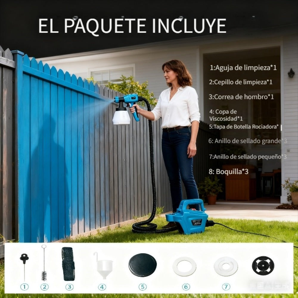 Pistola de pulverización de alta potencia HVLP de 800W para pintura gruesa (120 Din-s), recipiente extraíble de 1300ml, manguera de aire de 2.5m y cable de alimentación de 3m, 3 patrones de pulverización para horizontal/vertical, ovalado y redondo, pintur