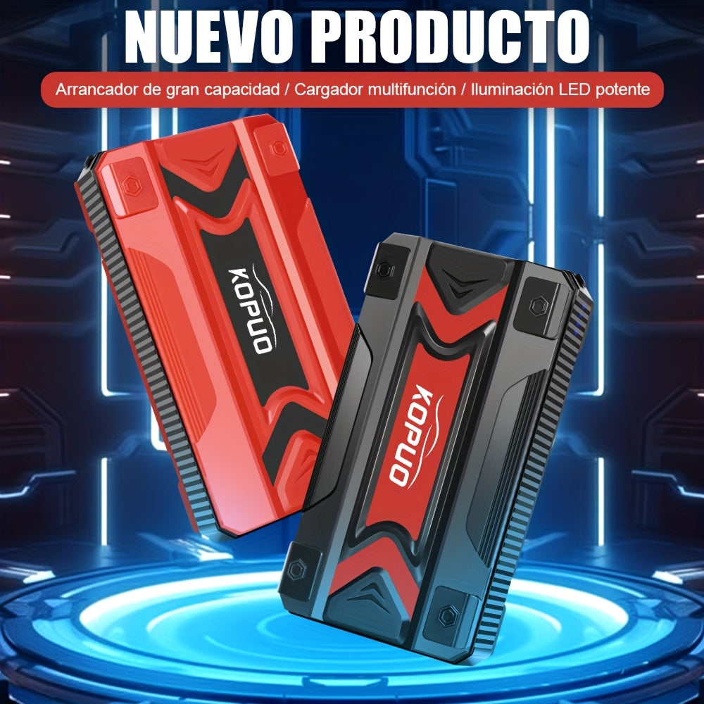 Arrancador de Coche - 12V 3000A Pico, Inicia 6.0L Gasolina/5.0L Diésel en 3s. Carga Rápida USB-C PD para Teléfonos/Portátiles. Linterna LED (SOS/Estroboscópica). Para Coches, SUV, Camiones, Motos, Barcos. Ideal para Viajes, Camping, Invierno, Baterías Mue