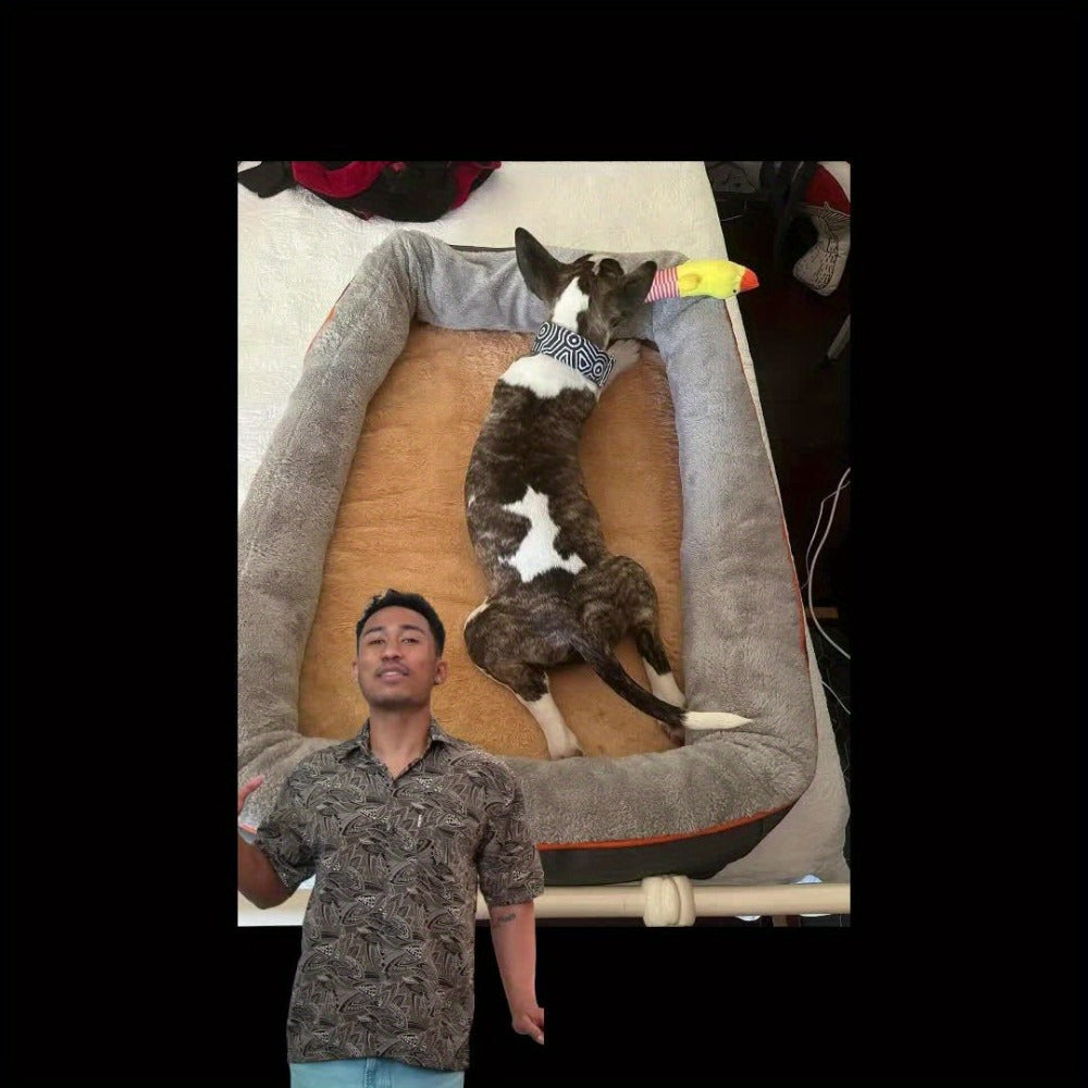 Cama ortopédica extragrande para perro, cama para mascotas de espuma de esponja, con funda lavable con cremallera, sofá tumbona para perros, para perros grandes y jumbo, regalo de juguete con chirrido, XL-3XL