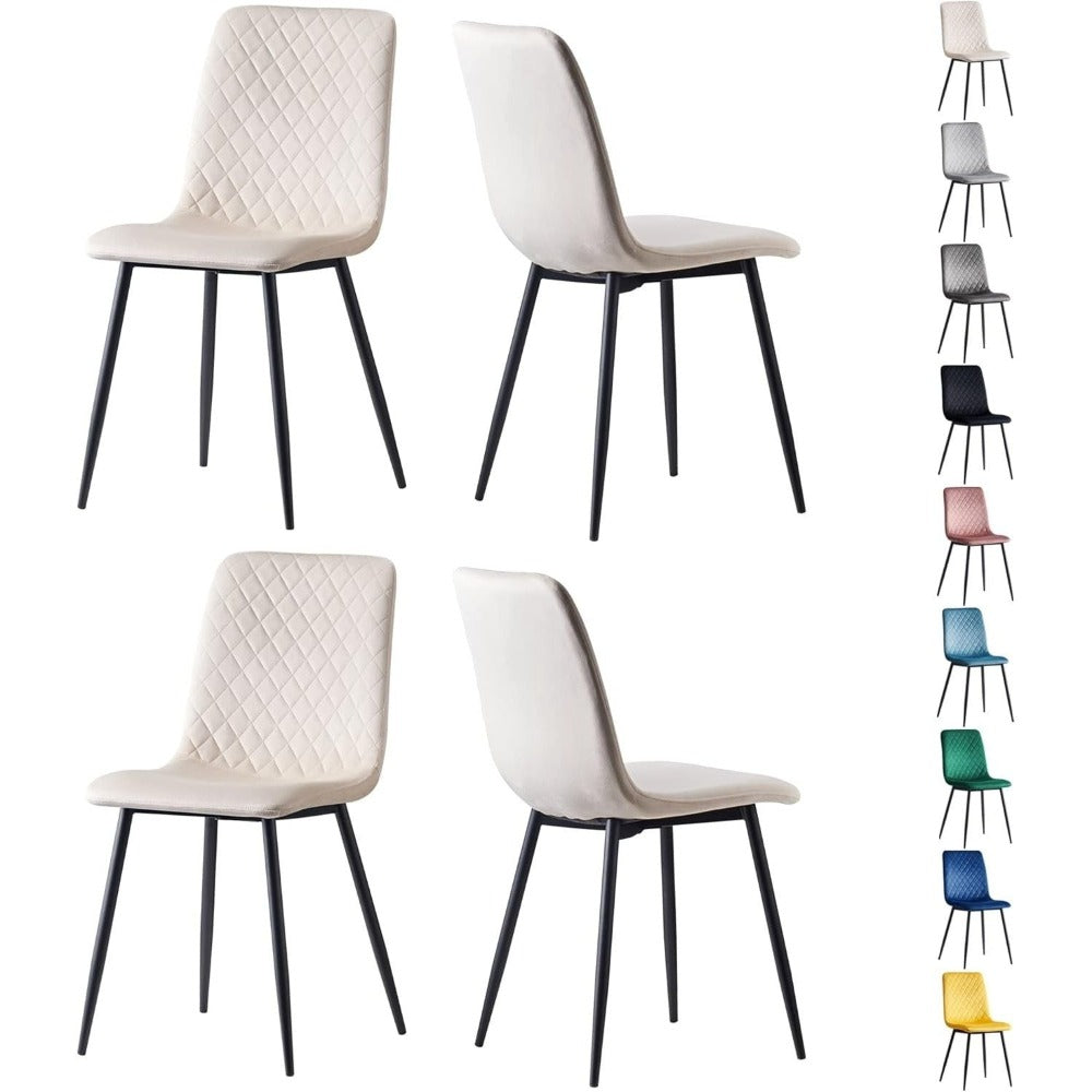 Sillas de comedor MCC Direct en conjunto de 4 piezas Hechas de terciopelo, patas de metal, sillas Lexi, sillas de diseño
