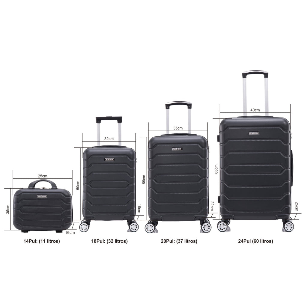 Conjunto de Maletas de Viaje Elegantes: Carcasa Ligera de ABS, Cerradura Numérica, 4 Ruedas Giratorias 360, Asa Telescpica de Aluminio Aleado Juego de Maletas Set Trolley Maleta Cabina ( 6999 8001 8002 )