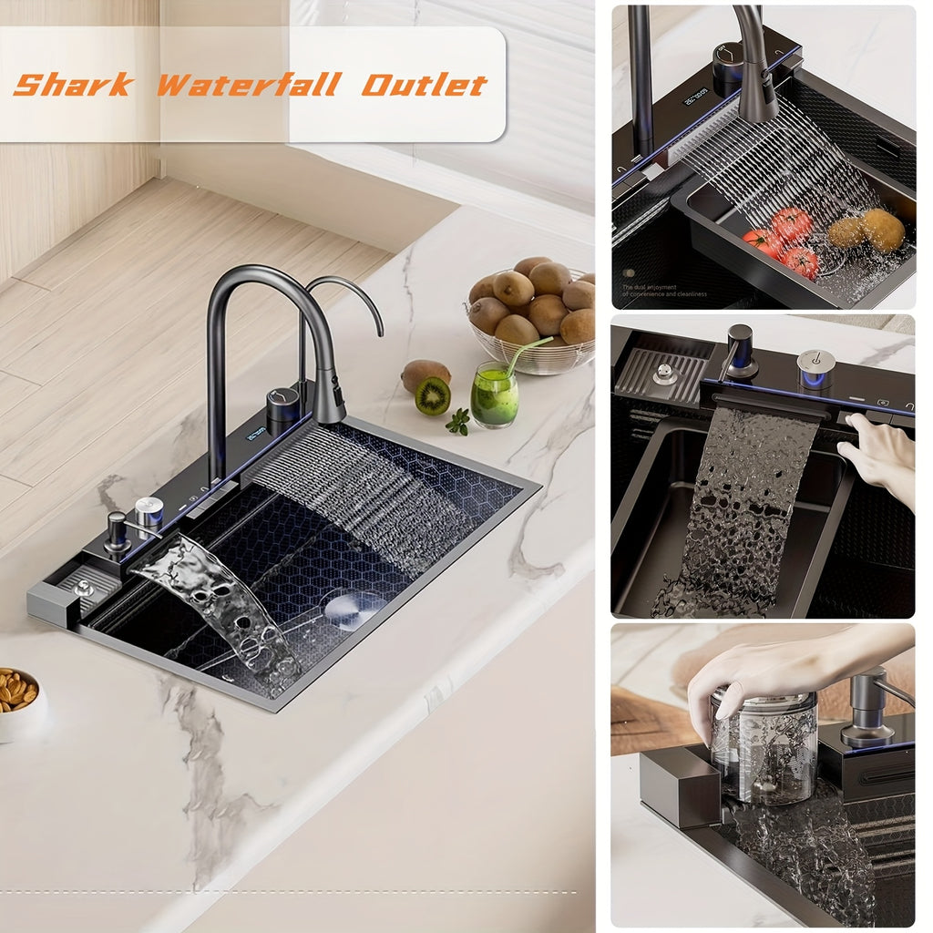 Fregadero de cocina con grifo y accesorios para cocina y estación de trabajo | 44.96 cm