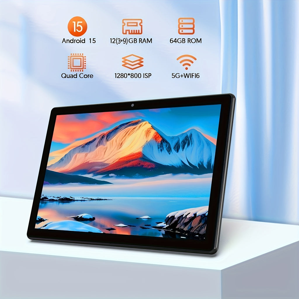 Tablets | Tableta Android 15 de 10.1 pulgadas, 12(3+9)GB RAM, 64GB ROM, con teclado, ratón, lápiz óptico y funda protectora, pantalla IPS de