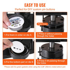 Máquina para hacer botones VEVOR, 1/1.25/2.28 pulgadas (25/32/58 mm) 3-en-1 para hacer pines, kit de prensa para perforar insignias sin necesidad de instalación, suministros para hacer botones con 300 piezas para botones, cortador circular, libro mágico